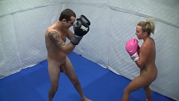 Dre hazel defeats guy in competitive nude boxin