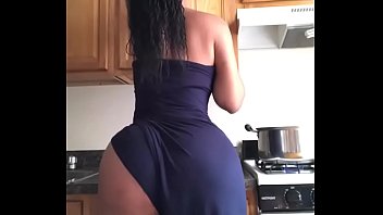 Ebony cooking with a phat ass
