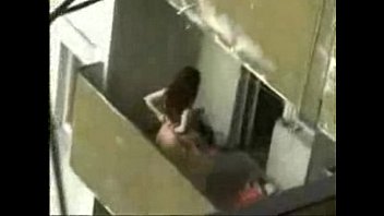 Couple enjoying sex on terrace recorded with hi