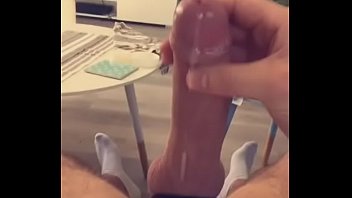 Jerking off cumming all over myself