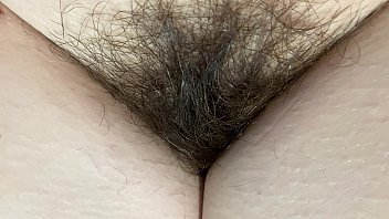 Extreme close up on my hairy pussy huge bush 4k