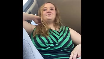 Beautiful natural chubby blonde starts in car a