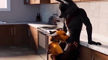 Furry wolf kitchen blowjob animation