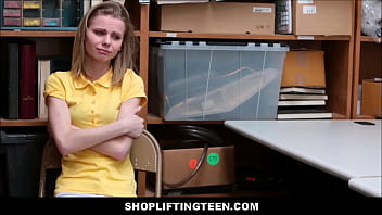 Skinny blonde shoplifting teen fucked by officer