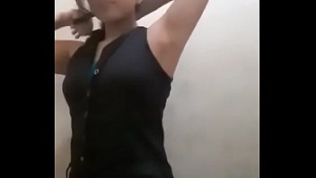 Cute indian girl stripping in bathroom for her 