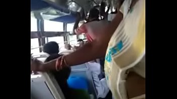 Girl showing her navel in bus part 1