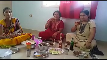 Village aunties enjoying party with wine than f