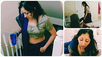 Young indian girl in saree is blackmailed to gi