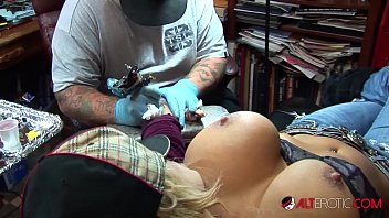 Shyla stylez gets tattooed while playing with h