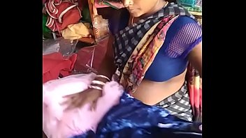 Desi sexy black aunty in saree shop